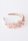 Rhinestone Floral Applique Headband in Pink