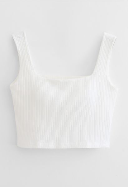 Simple Lines Bandeau Tank Top in White