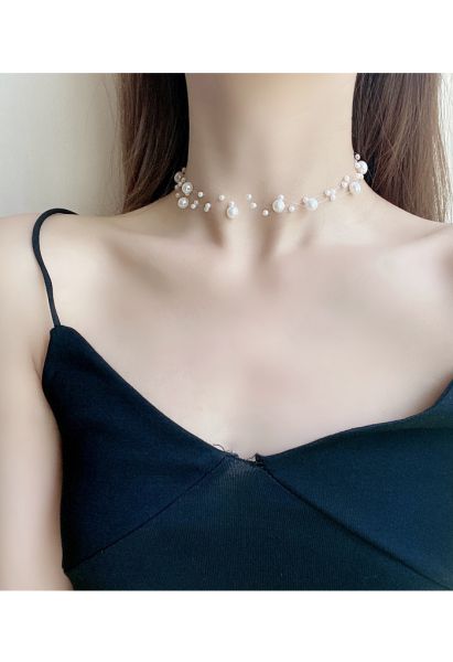 Triple Layer Pearls Choker