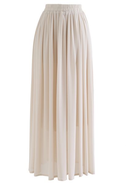 Nude Chiffon Maxi Skirt