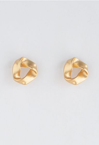 Twist Golden Stud Earrings