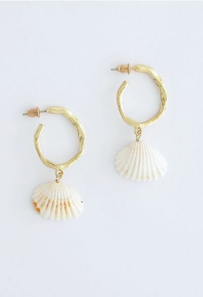 Shell Gold Hoop Earrings