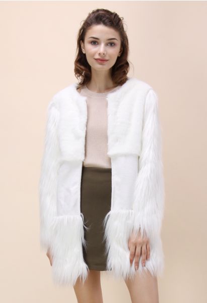 Snow Memory Faux Fur Coat in White