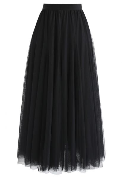 My Secret Garden Tulle Maxi Skirt in Black