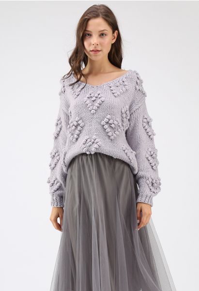 Knit Your Love V-Neck Sweater in Lavender