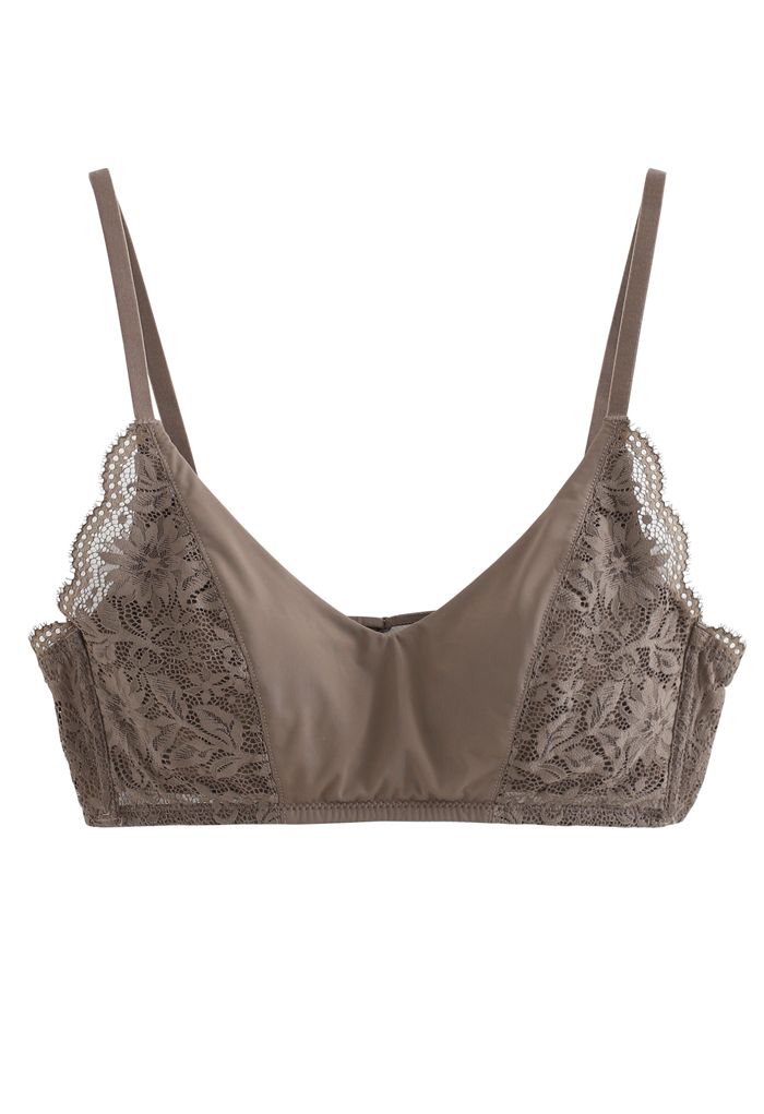 Inserted Cami Bra Top in Brown