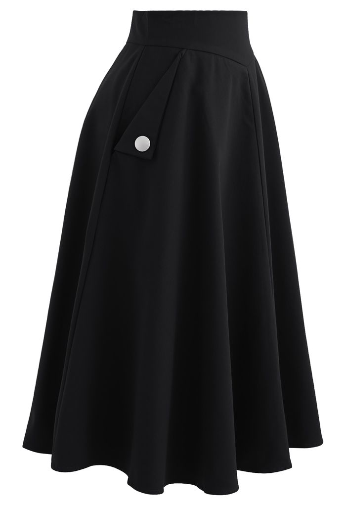 Classic Simplicity A-Line Midi Skirt in Black