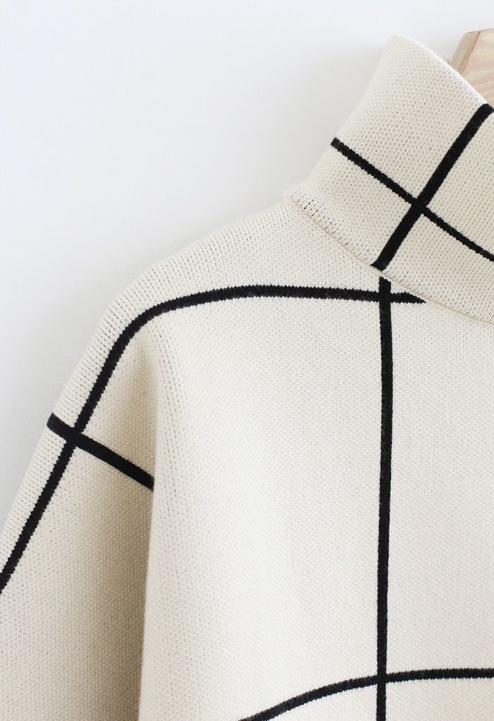 Grid Turtleneck Sweater