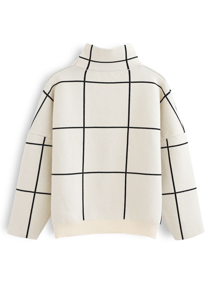 Grid Turtleneck Sweater