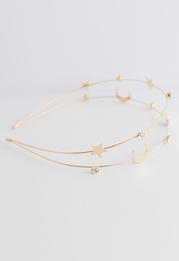 Moon and Star Golden Headband