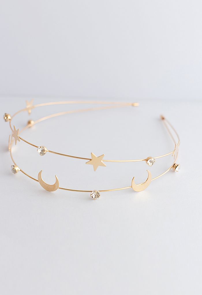 Moon and Star Golden Headband