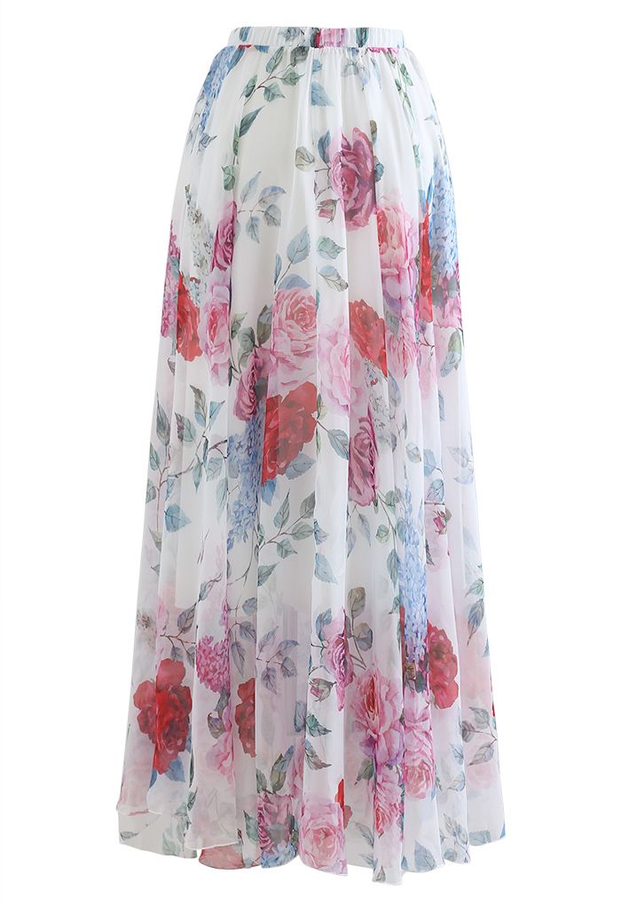 Romantic Moment Rose Print Maxi Skirt