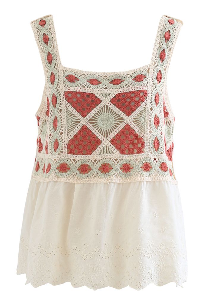 Bohemia Crochet Spliced Tank Top