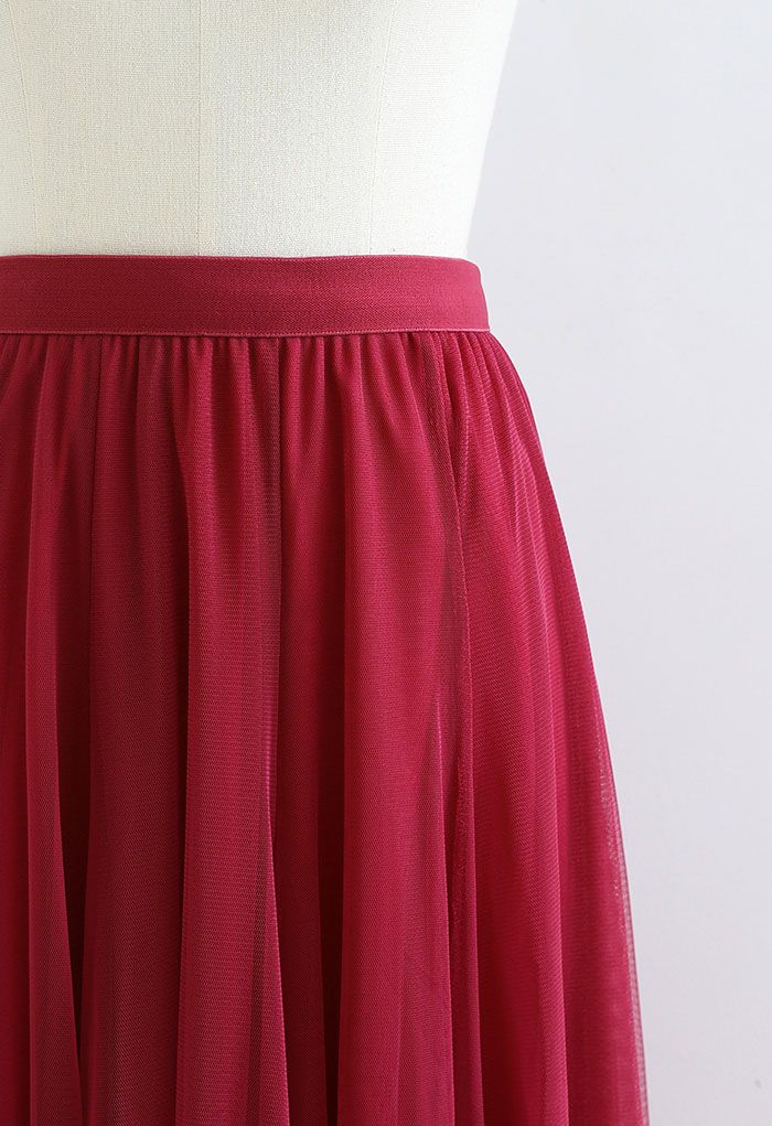 My Secret Garden Tulle Maxi Skirt in Red