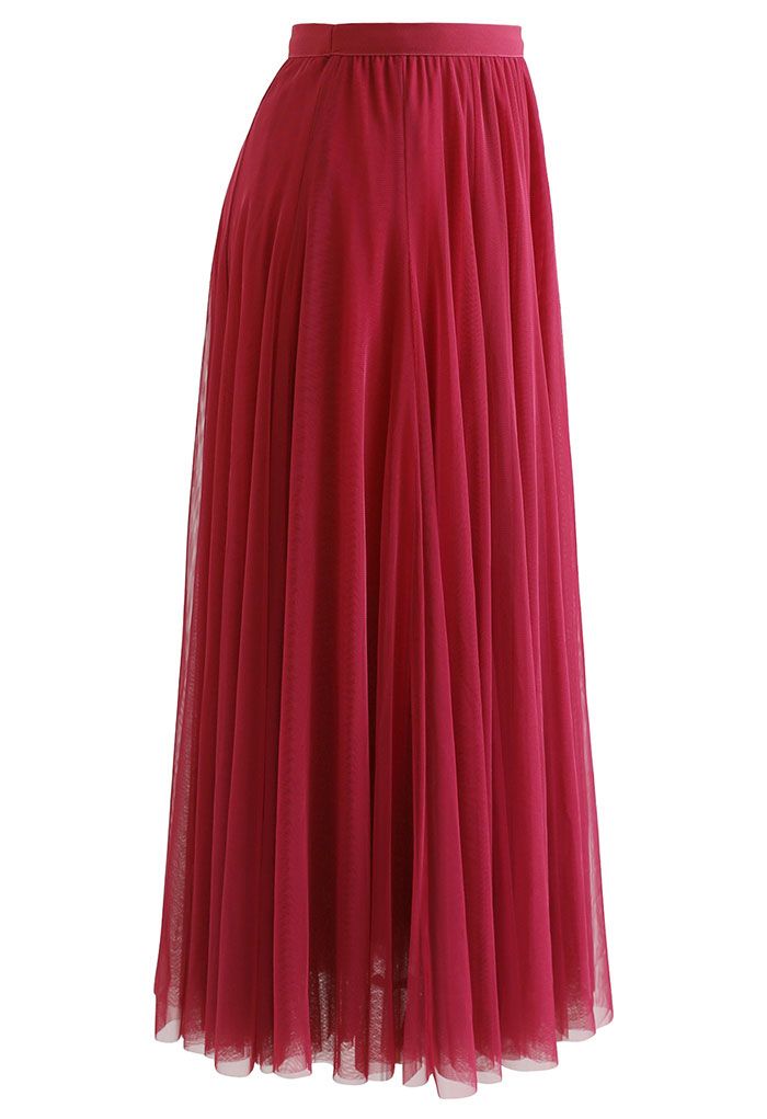 My Secret Garden Tulle Maxi Skirt in Red