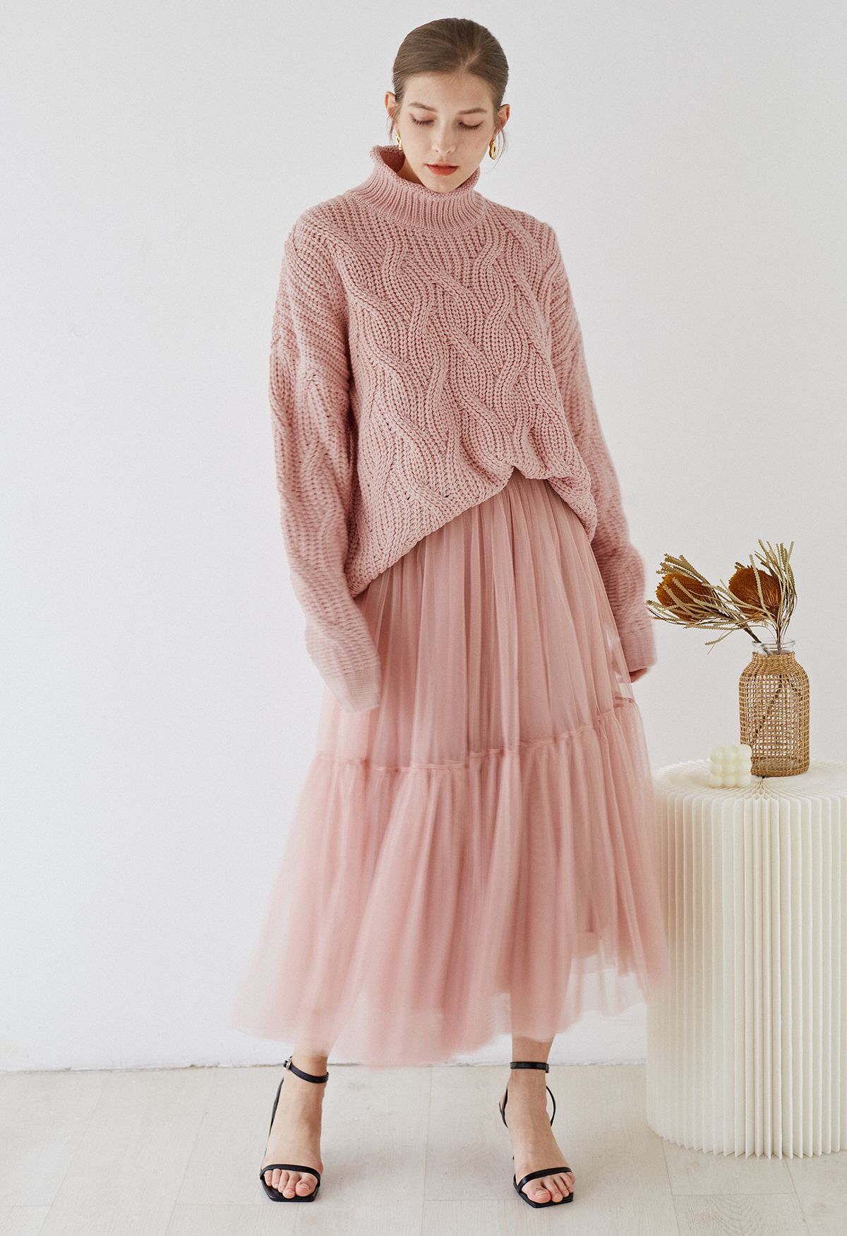 Can't Let Go Mesh Tulle Skirt in Pink