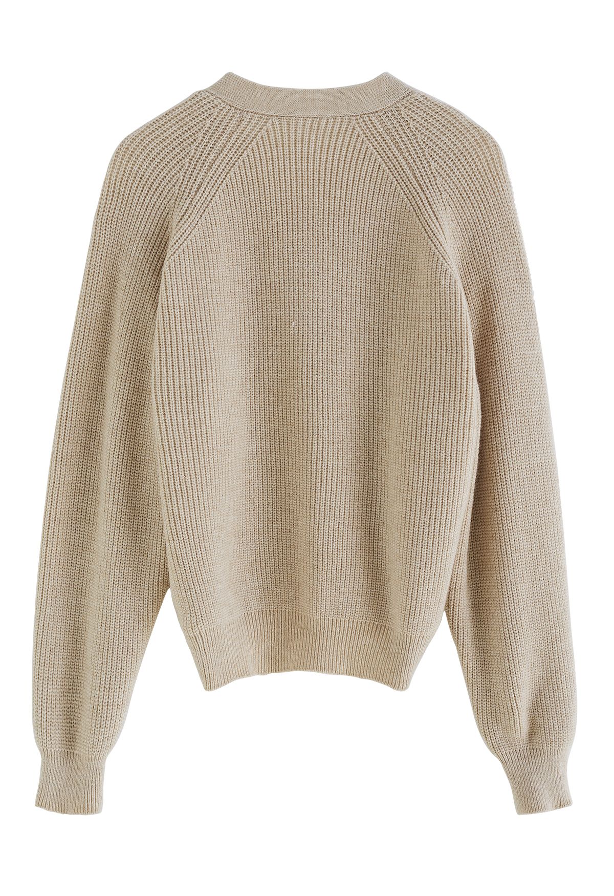 Twist Front Solid Color Sweater in Light Tan