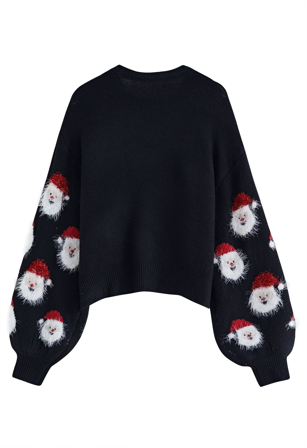 Fuzzy Santa Claus Knit Top in Black