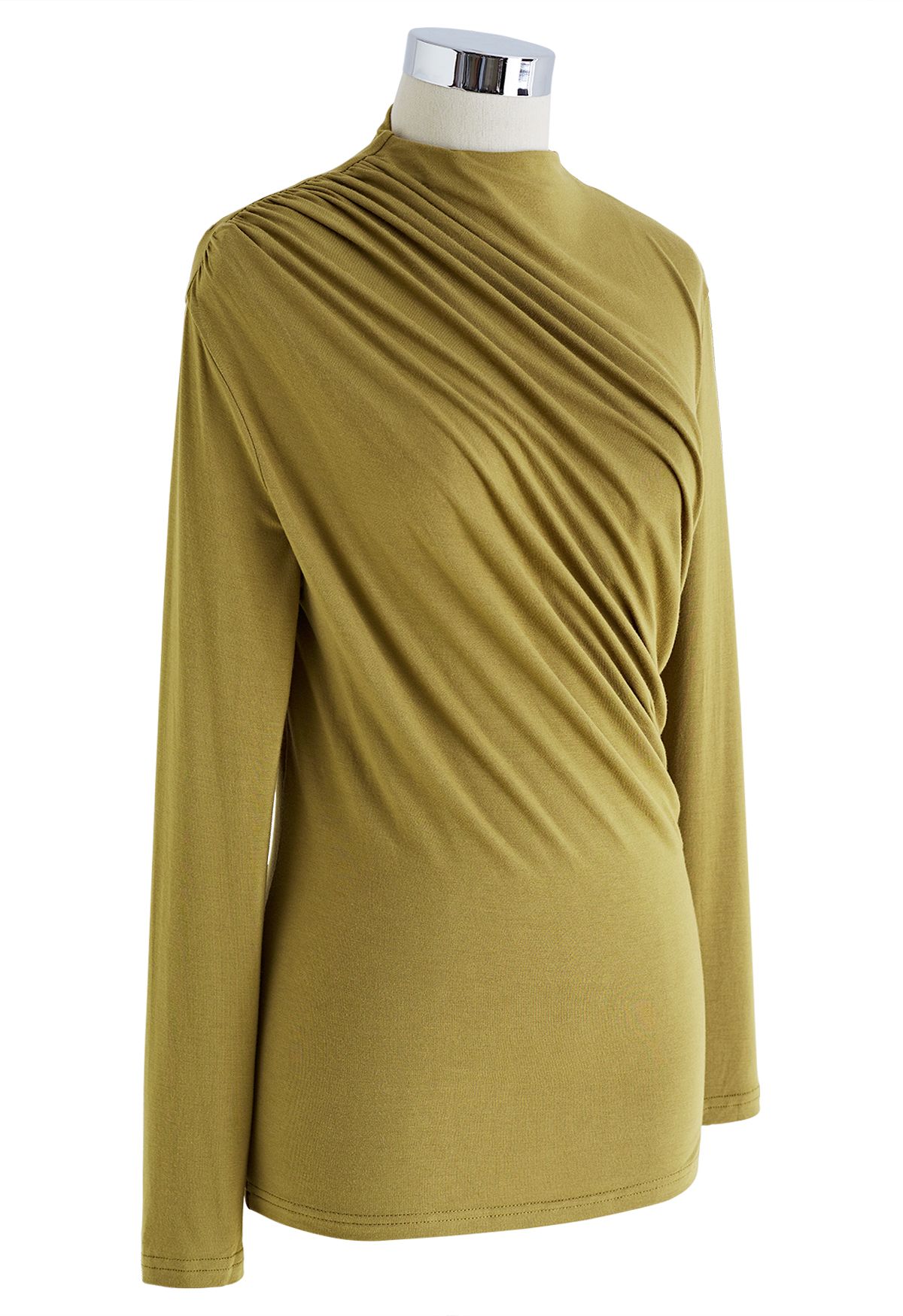 Ruched Long Sleeves Top in Olive