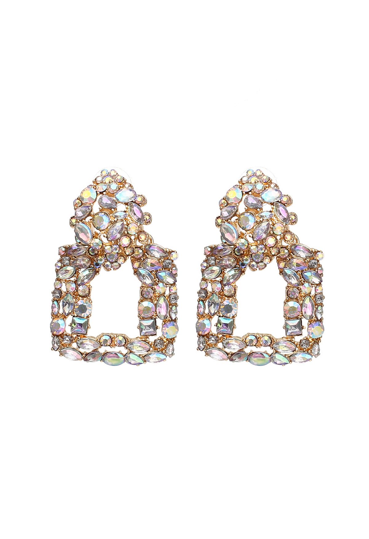 Retro Geometric Shiny Diamond Earrings