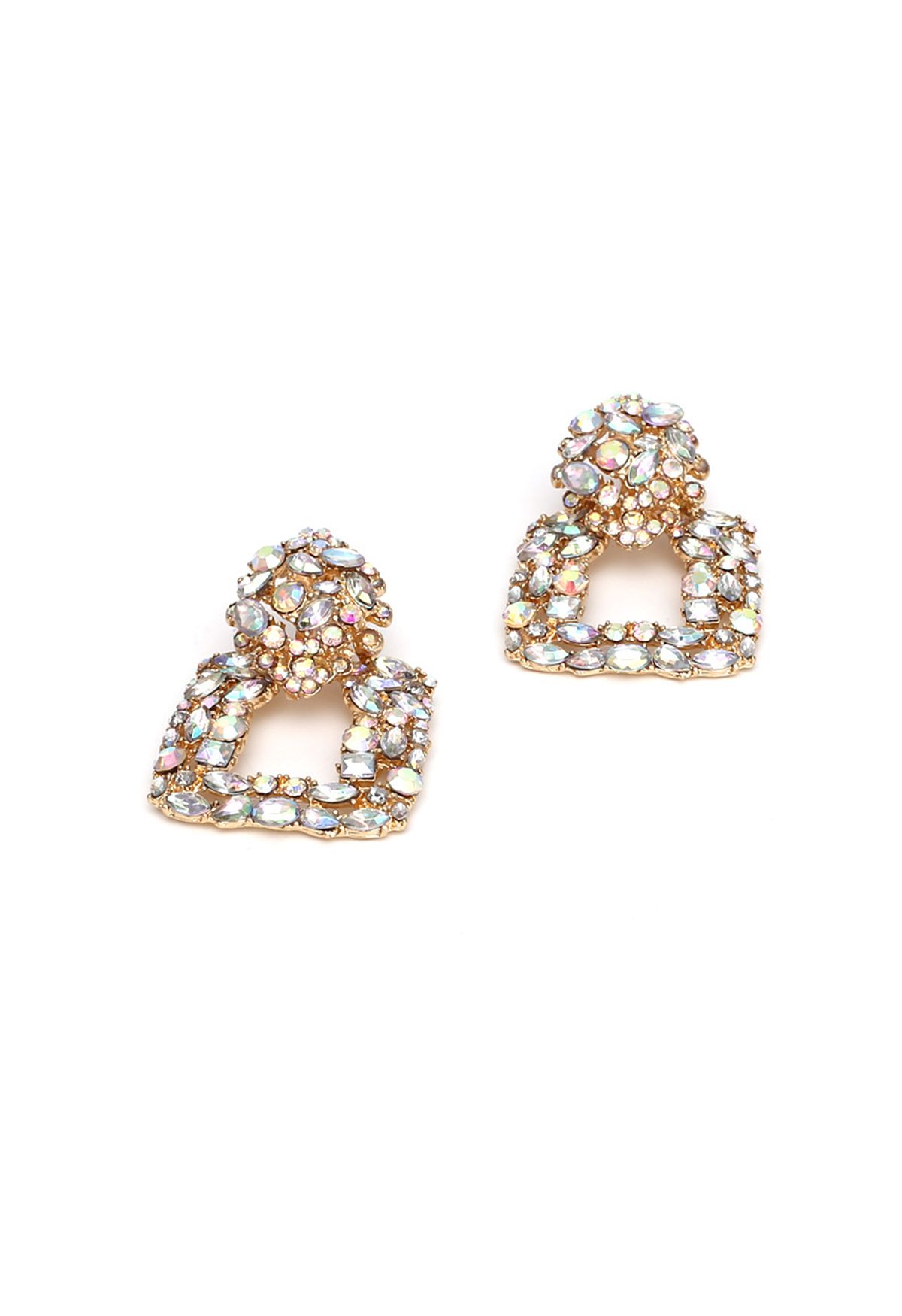 Retro Geometric Shiny Diamond Earrings