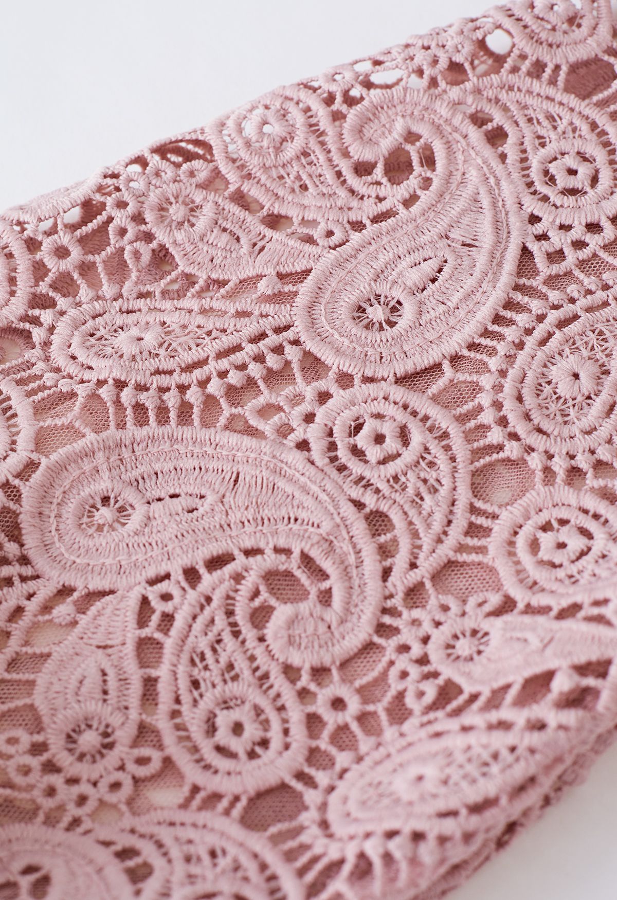 Paisley Crochet Sleeve Knit Top in Pink