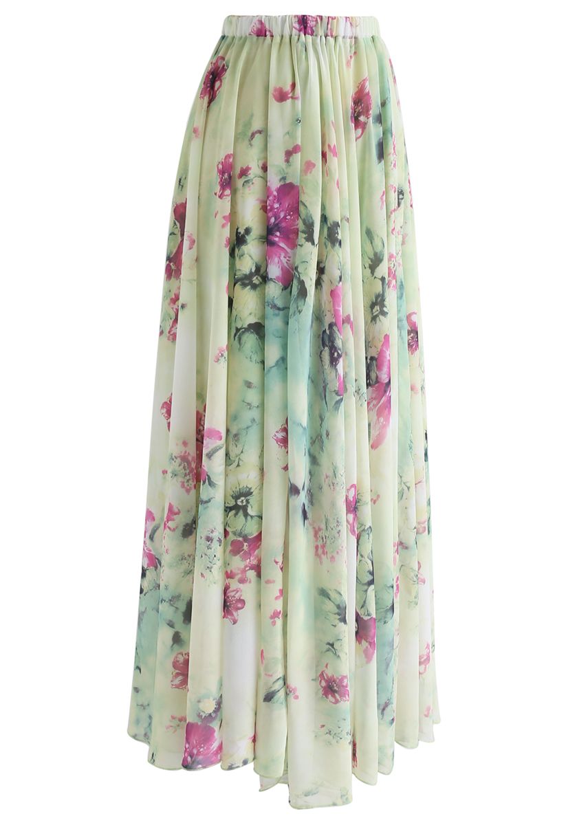 Floral and Frill Maxi Skirt