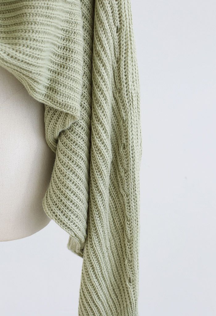 Twisted Front Batwing Sleeve Knit Sweater in Sage