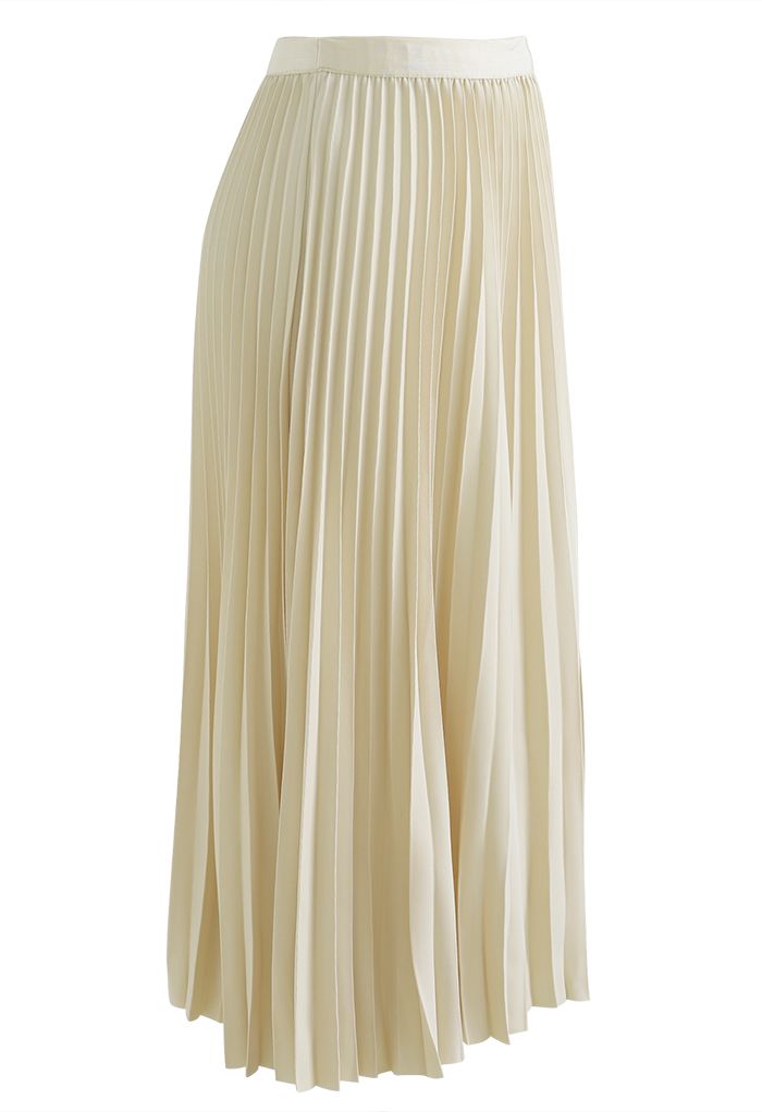 Simplicity Pleated Midi Skirt in Light Yellow