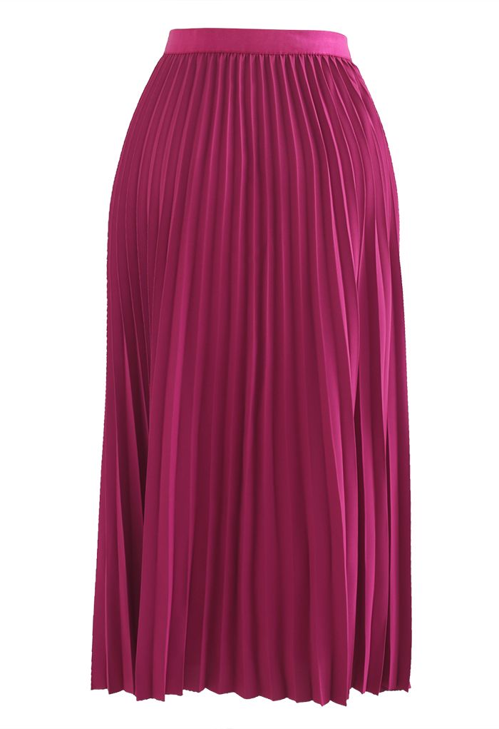 Simplicity Pleated Midi Skirt in Magenta