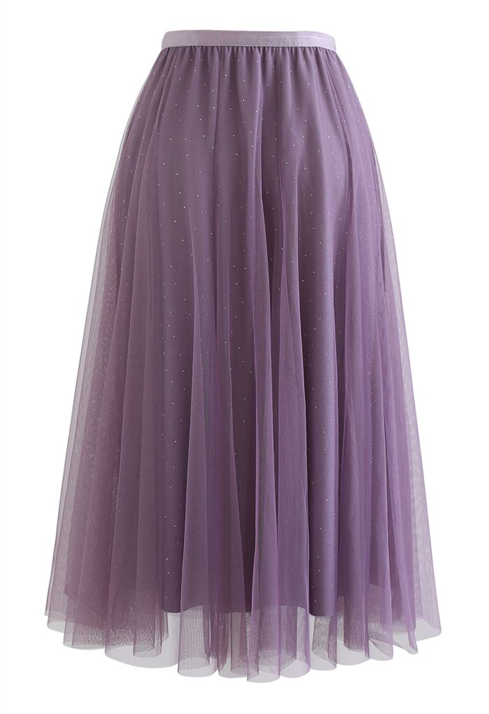 Rambling Crystal Decor Tulle Skirt in Purple