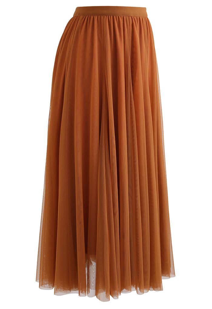 My Secret Garden Tulle Maxi Skirt in Pumpkin