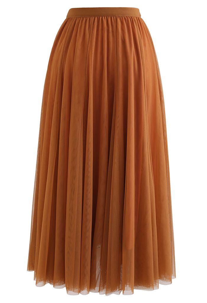 My Secret Garden Tulle Maxi Skirt in Pumpkin