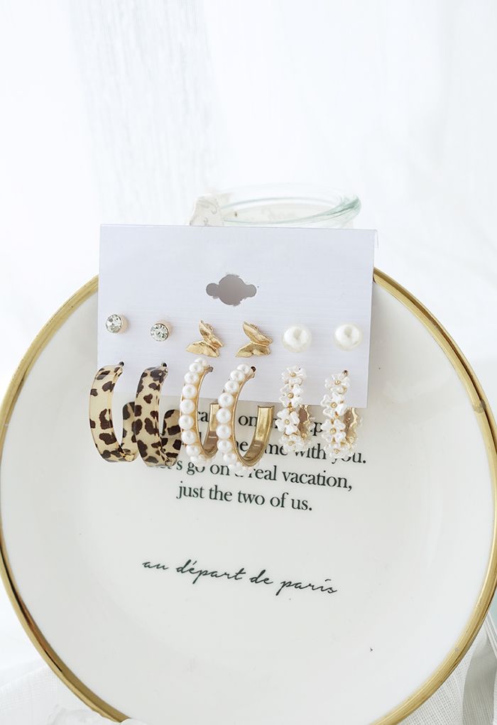 6 Pairs Pearl Earrings