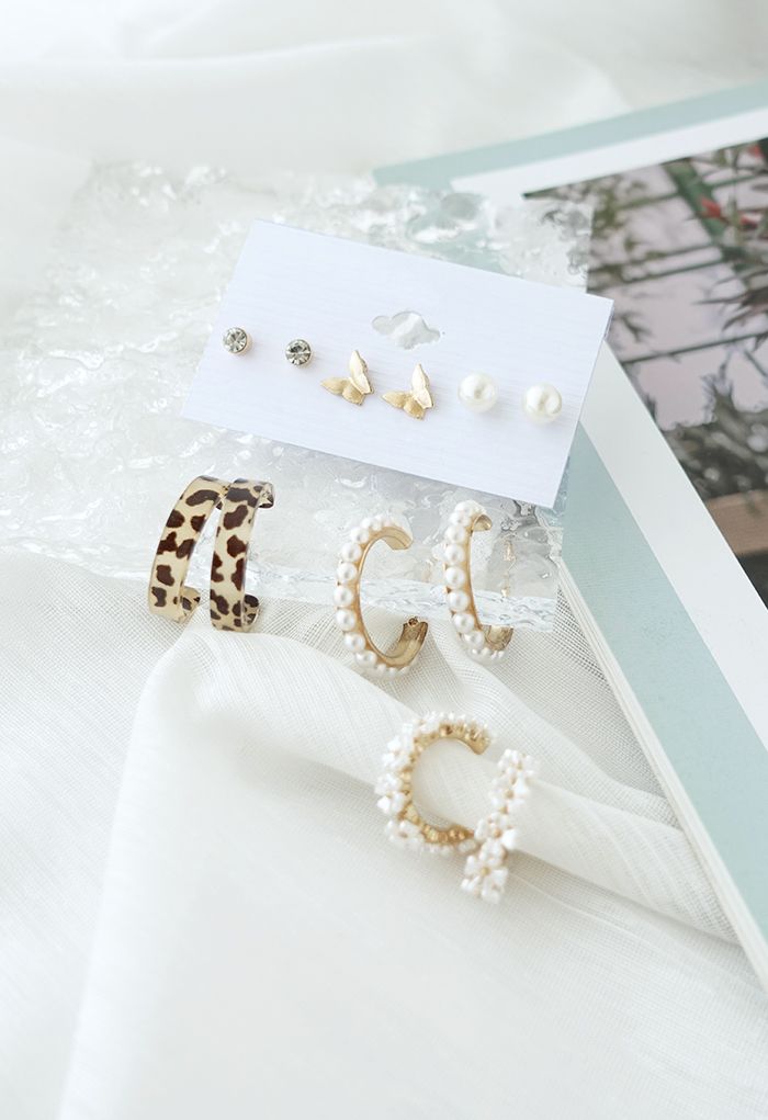 6 Pairs Pearl Earrings