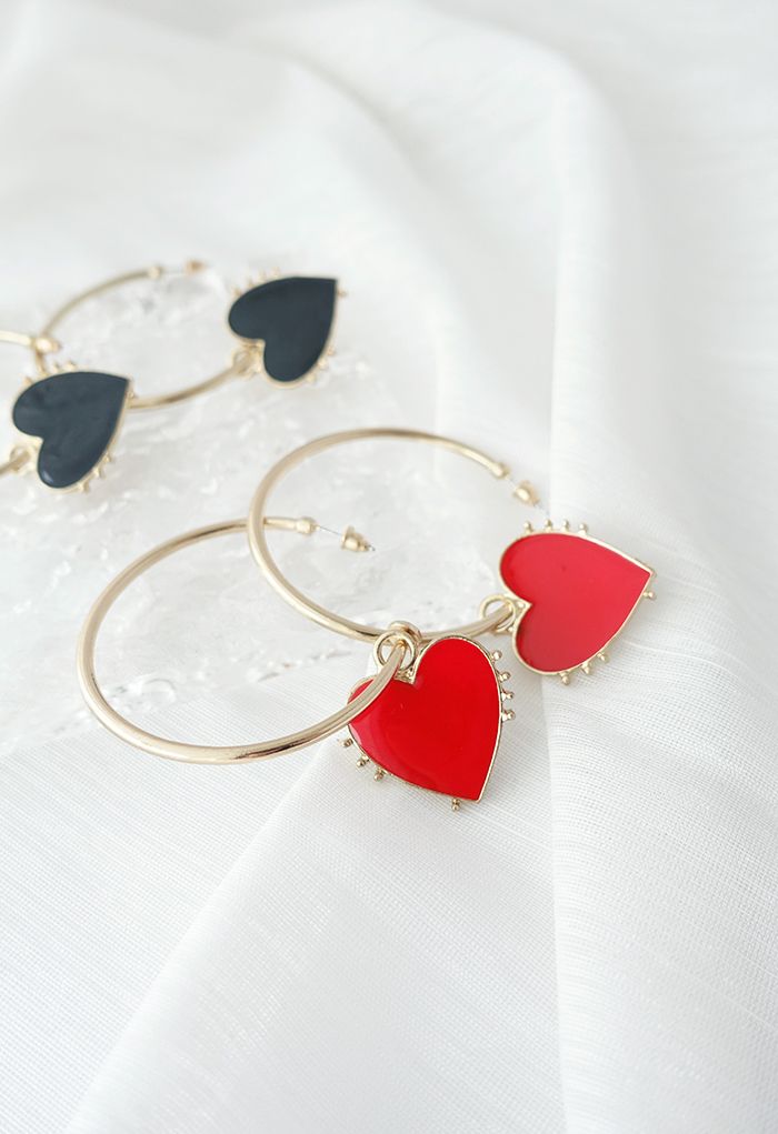 Heart Shape Golden Hoop Earrings