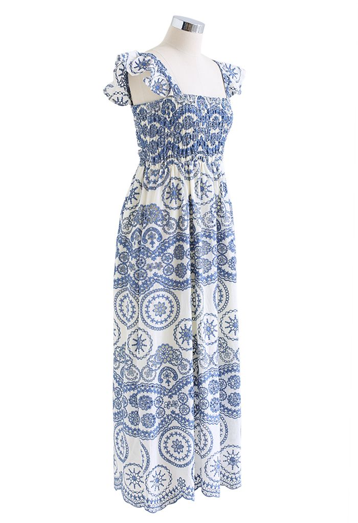 Dreamy Boho Embroidered Cutout Maxi Dress