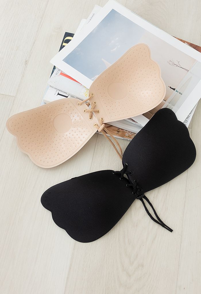 Drawstring Push Up Sticky Nude Bra 