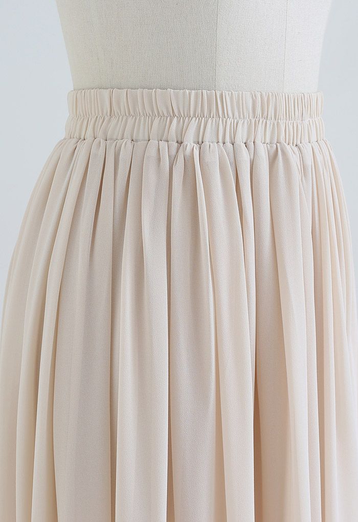 Nude Chiffon Maxi Skirt