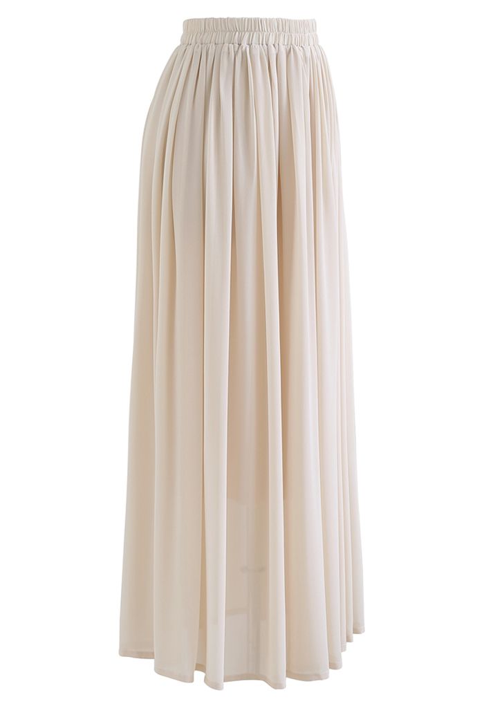 Nude Chiffon Maxi Skirt