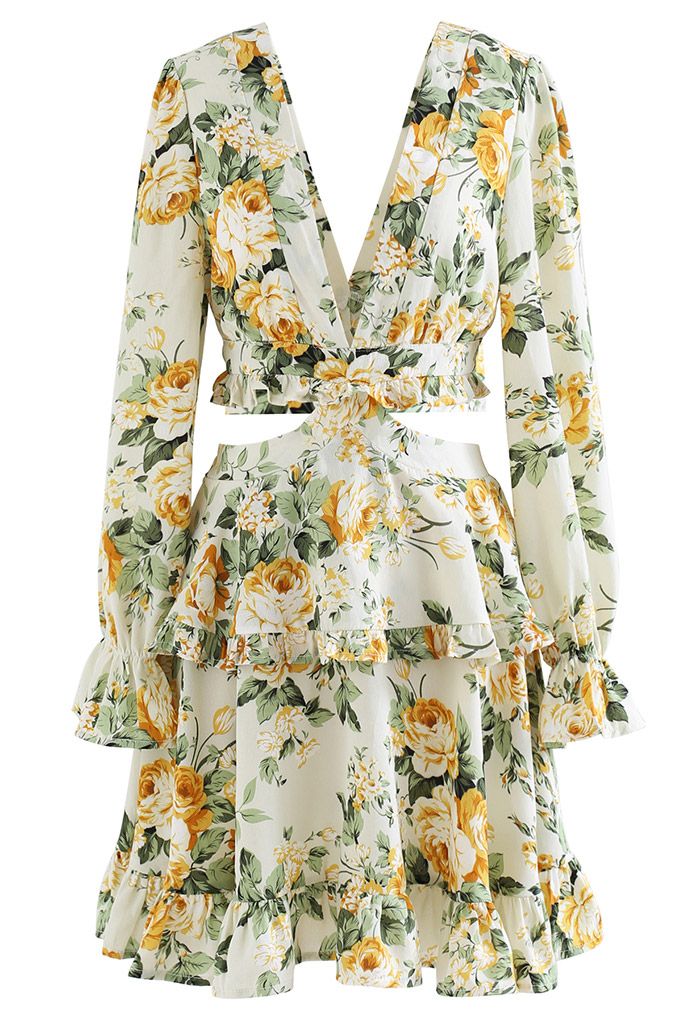 Charming Fragrance Floral Ruffle Dress