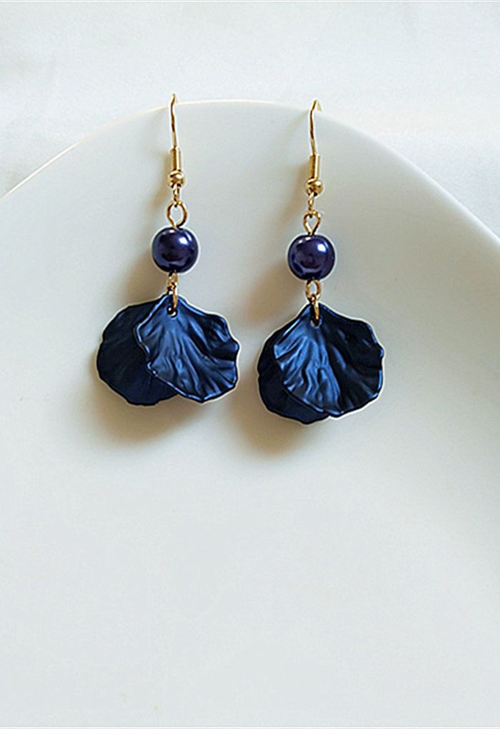 Navy Shimmer Petals Earrings