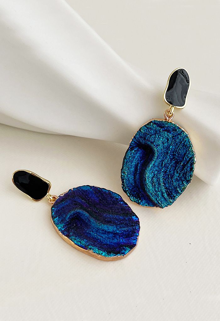 Shimmer Navy Blue Resin Earrings