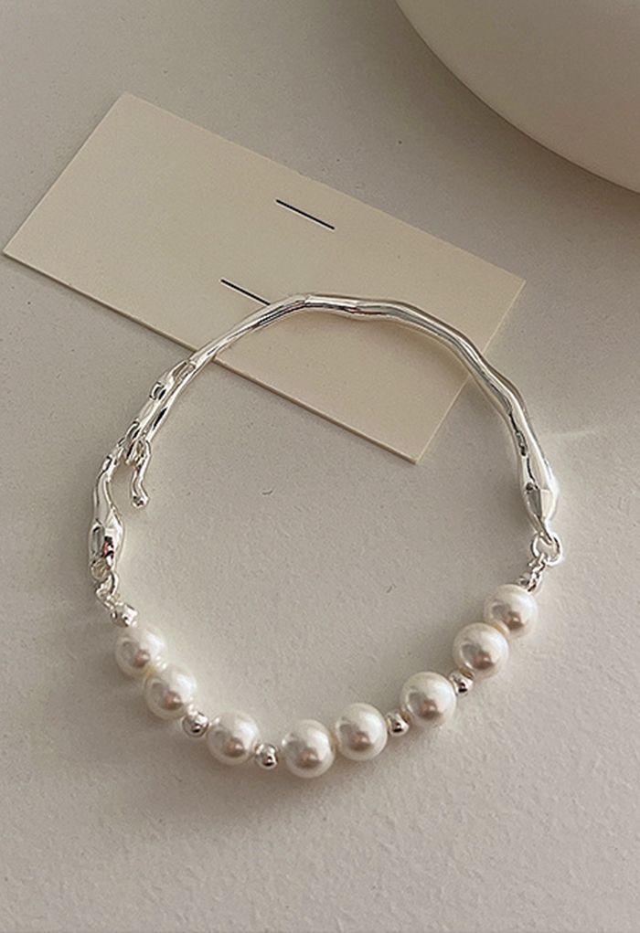 Irregular Metal Pearl Bracelet