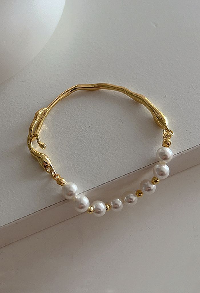 Irregular Metal Pearl Bracelet