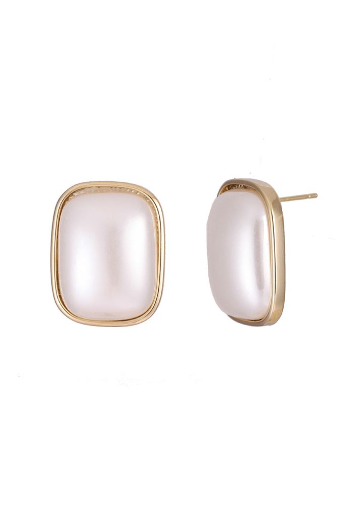 Retro Square Pearl Earrings