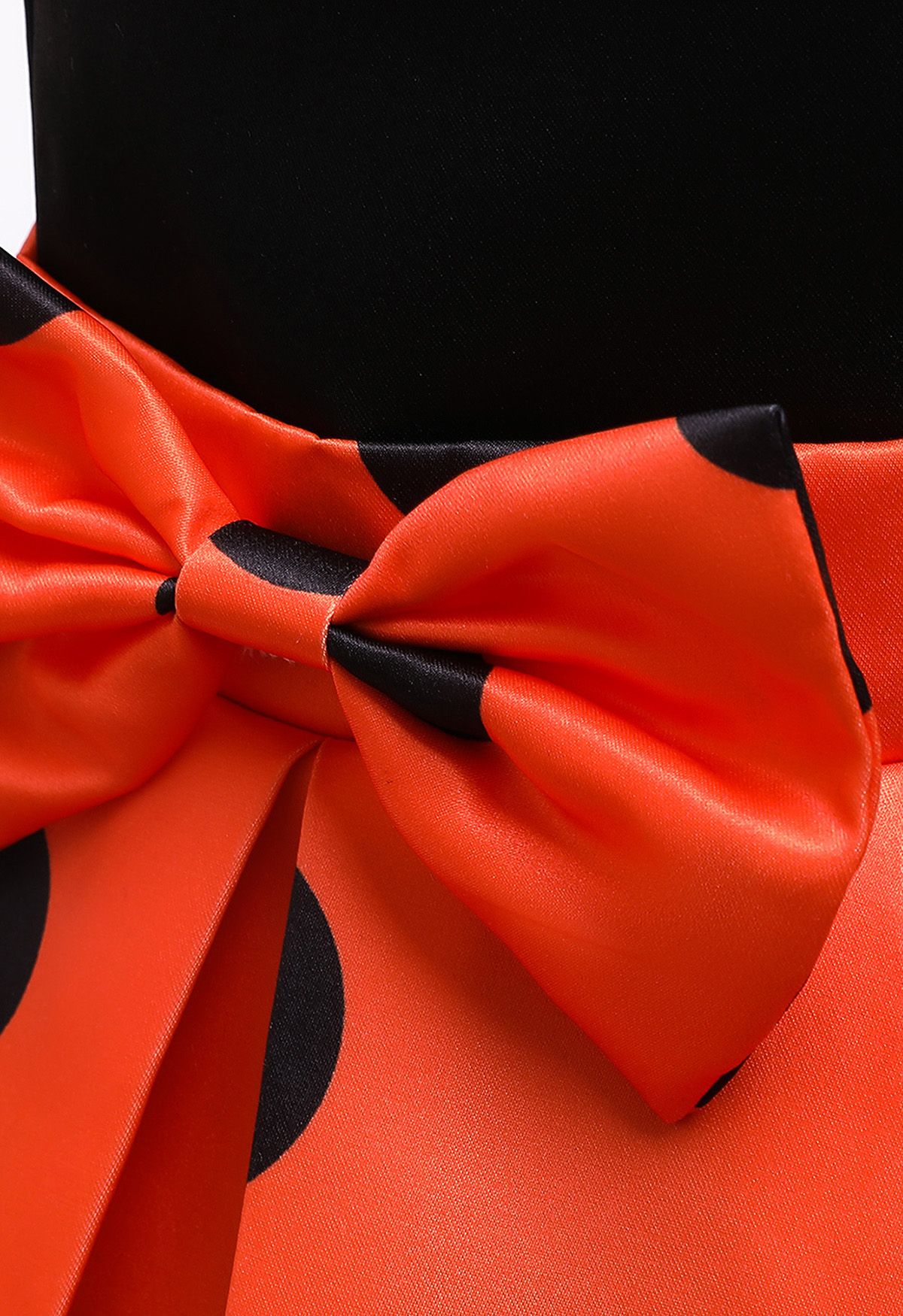 Polka Dot Bowknot Pleated Princess Dress in Orange