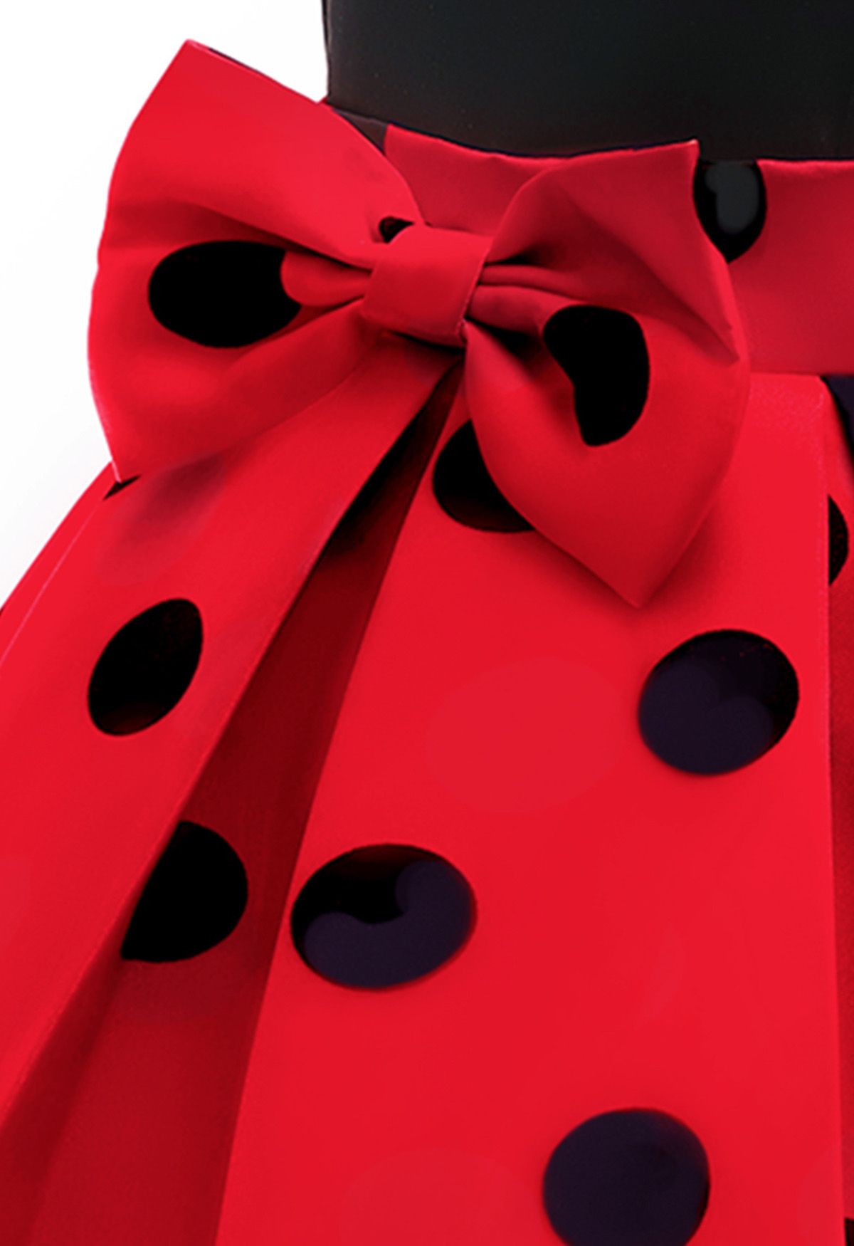 Polka Dot Bowknot Pleated Princess Dress in Red