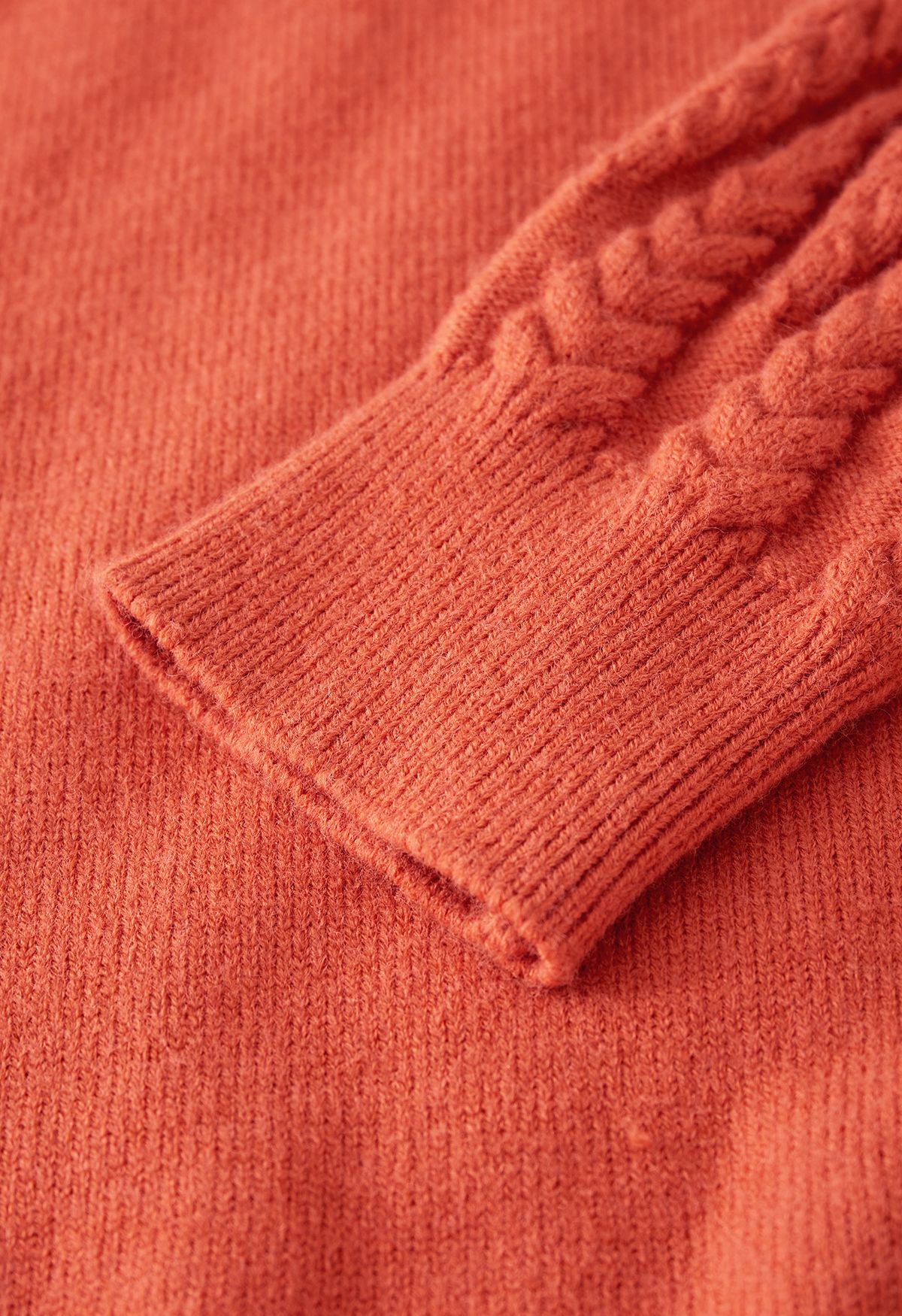 Zigzag Braided Chunky Knit Sweater in Pumpkin