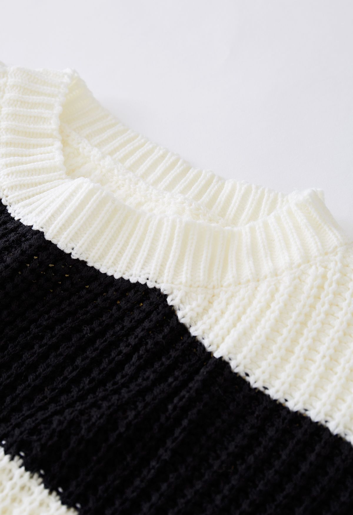 Mixed-Color Stripe Oversize Chunky Knit Sweater